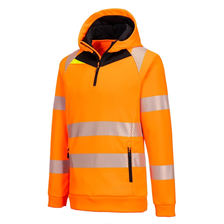Bluza robocza ostrzegawcza z kapturem i zamkiem1/4 PORTWEST DX482 - 6