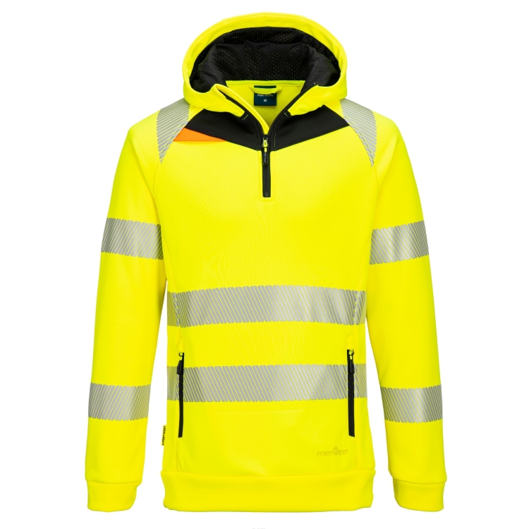 Bluza robocza ostrzegawcza z kapturem i zamkiem1/4 PORTWEST DX482
