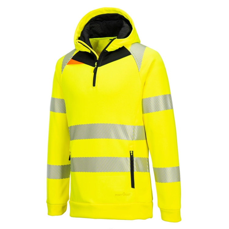 Bluza robocza ostrzegawcza z kapturem i zamkiem1/4 PORTWEST DX482 - 2