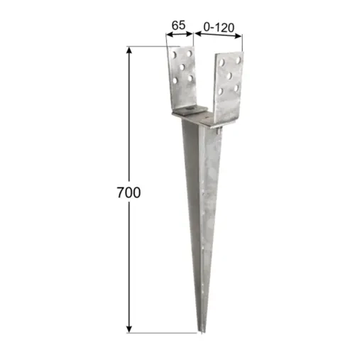 Podstawa słupa wbijana PSGR 0-120/700